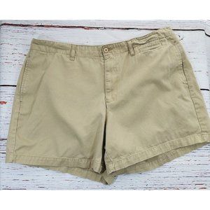 Venezia Khaki Shorts Size 16 Tan Casual Travel Golf Mom 5” Inseam Flat Front